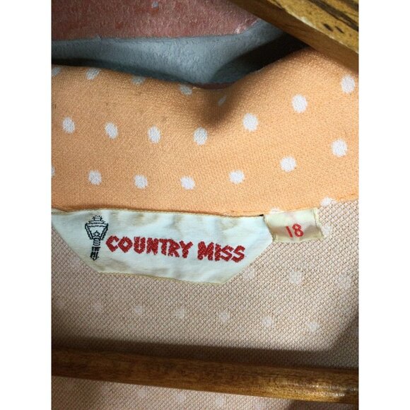 Vintage Country Miss Women's Knit Dress Polka Dot Collared Front Zip Size 18 - Picture 4 of 10